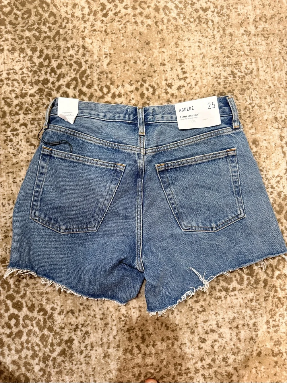 Agolde parker long short dark Blue Frayed Hem size 25 Shorts